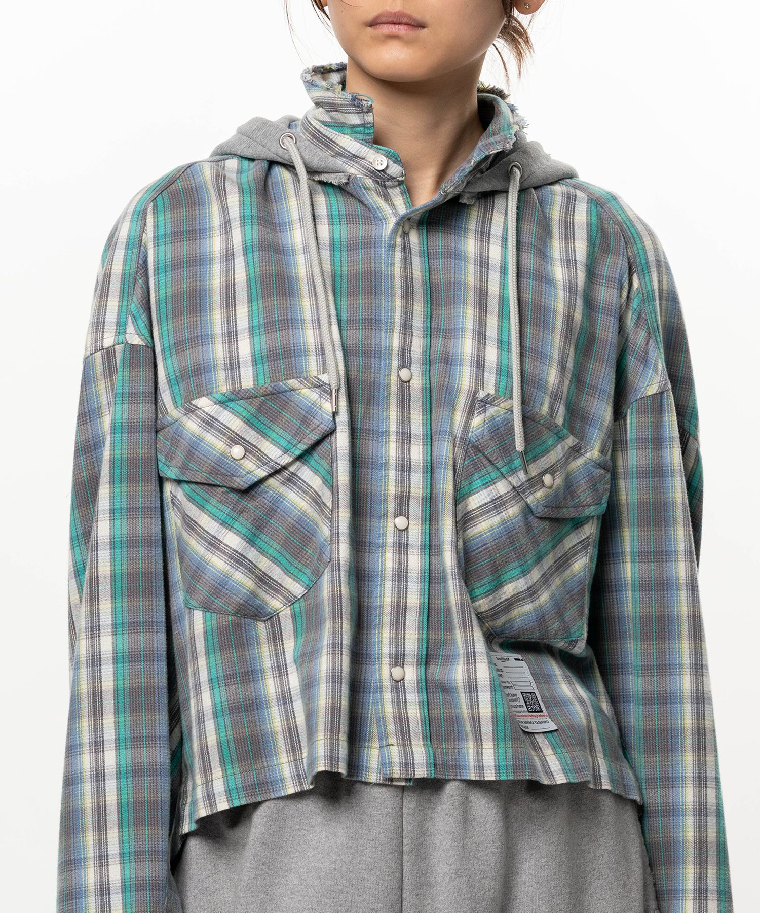 Hoodie Combine Checkered Shirt