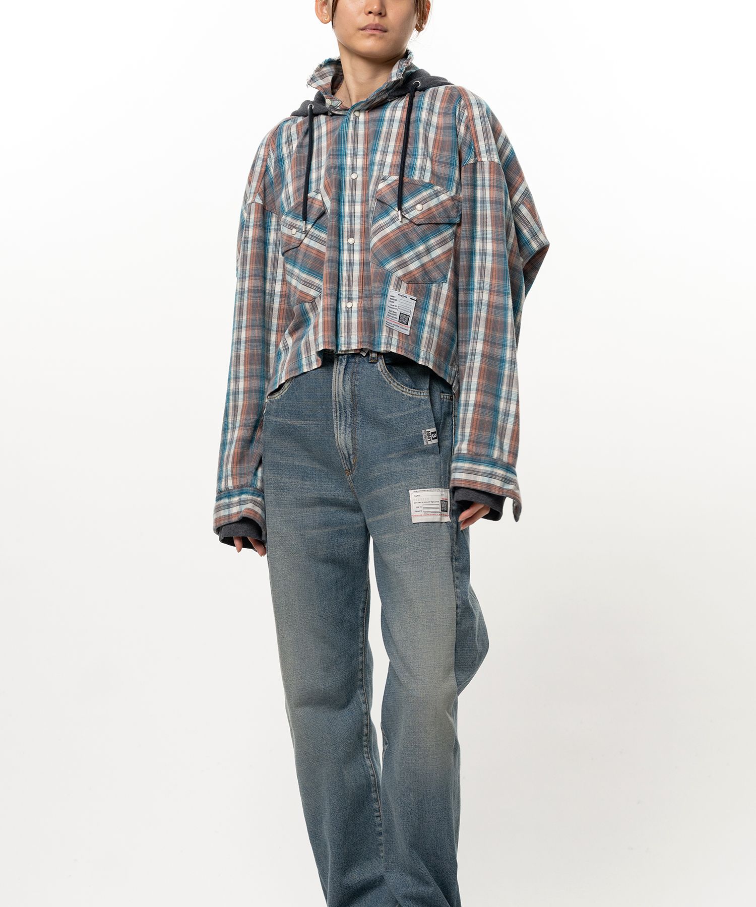Hoodie Combine Checkered Shirt
