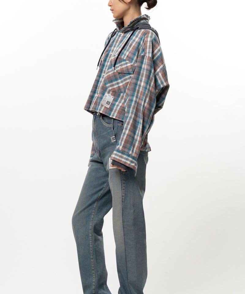 Hoodie Combine Checkered Shirt
