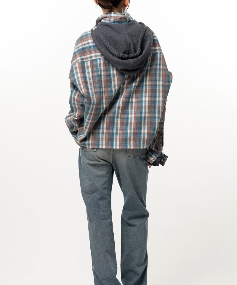 Hoodie Combine Checkered Shirt