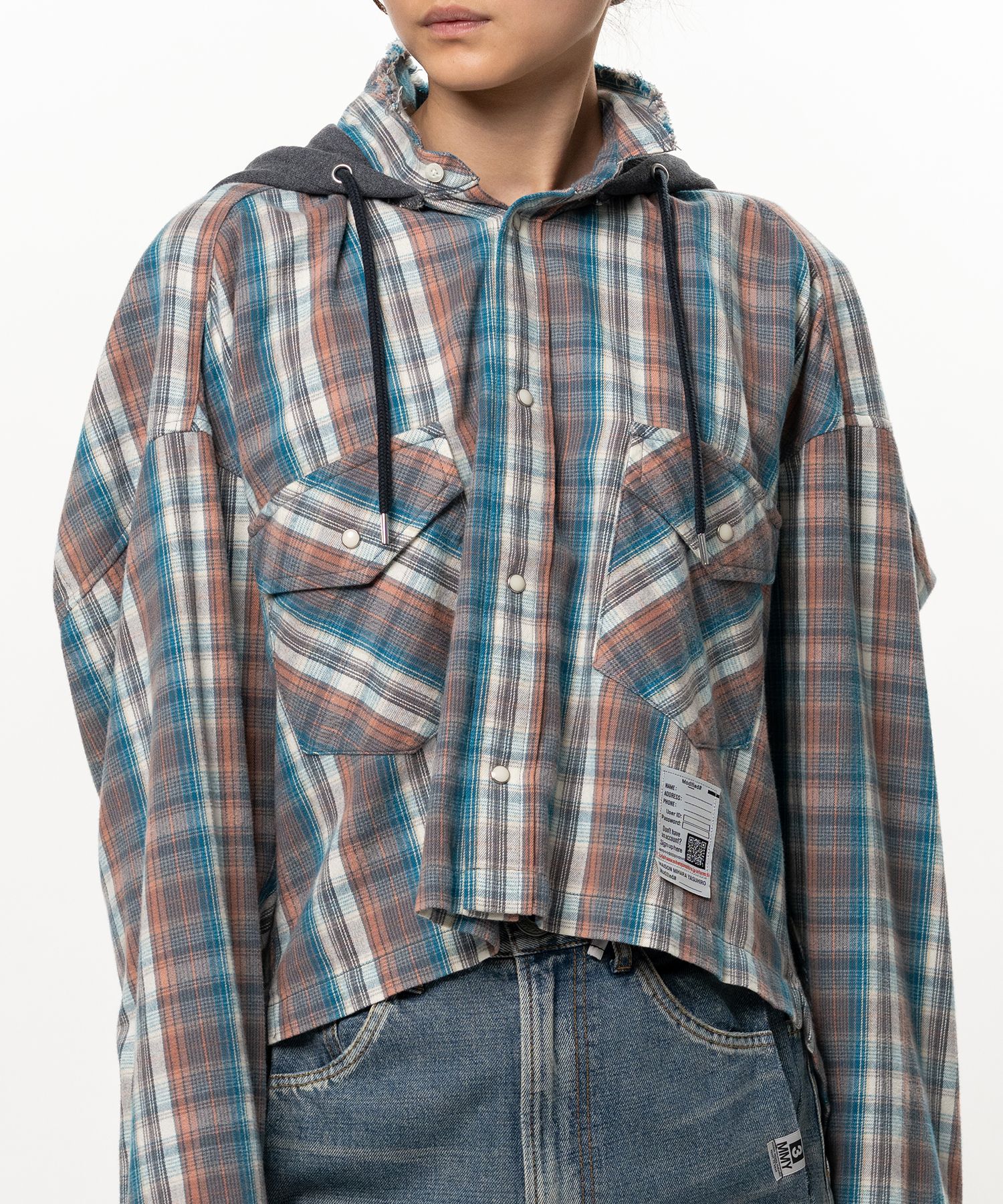 Hoodie Combine Checkered Shirt