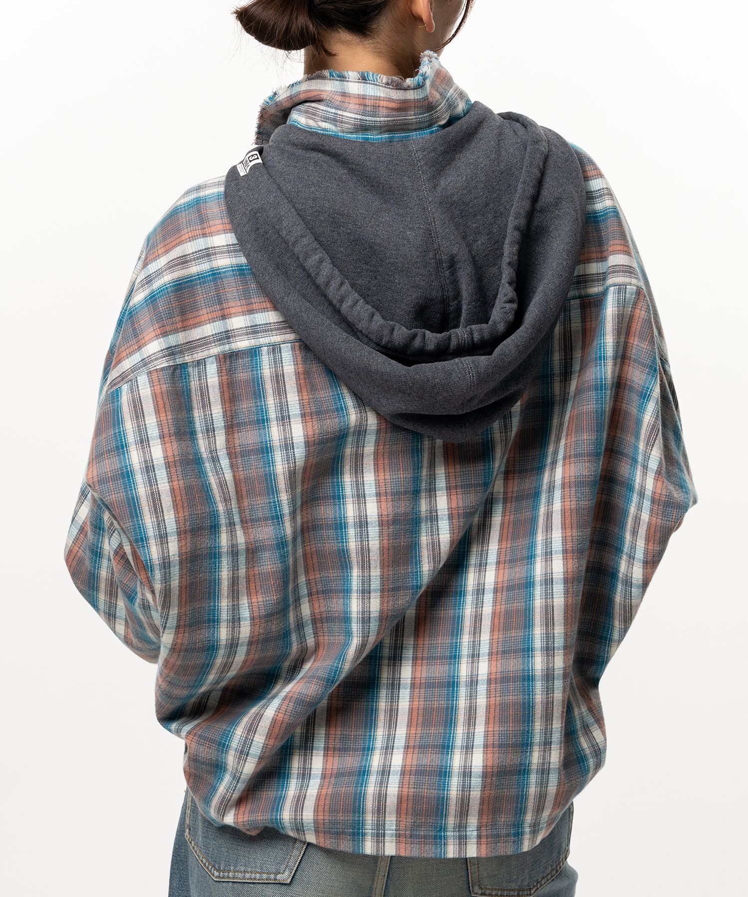 Hoodie Combine Checkered Shirt