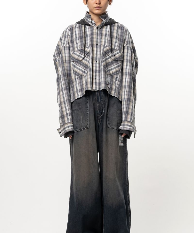 Hoodie Combine Checkered Shirt