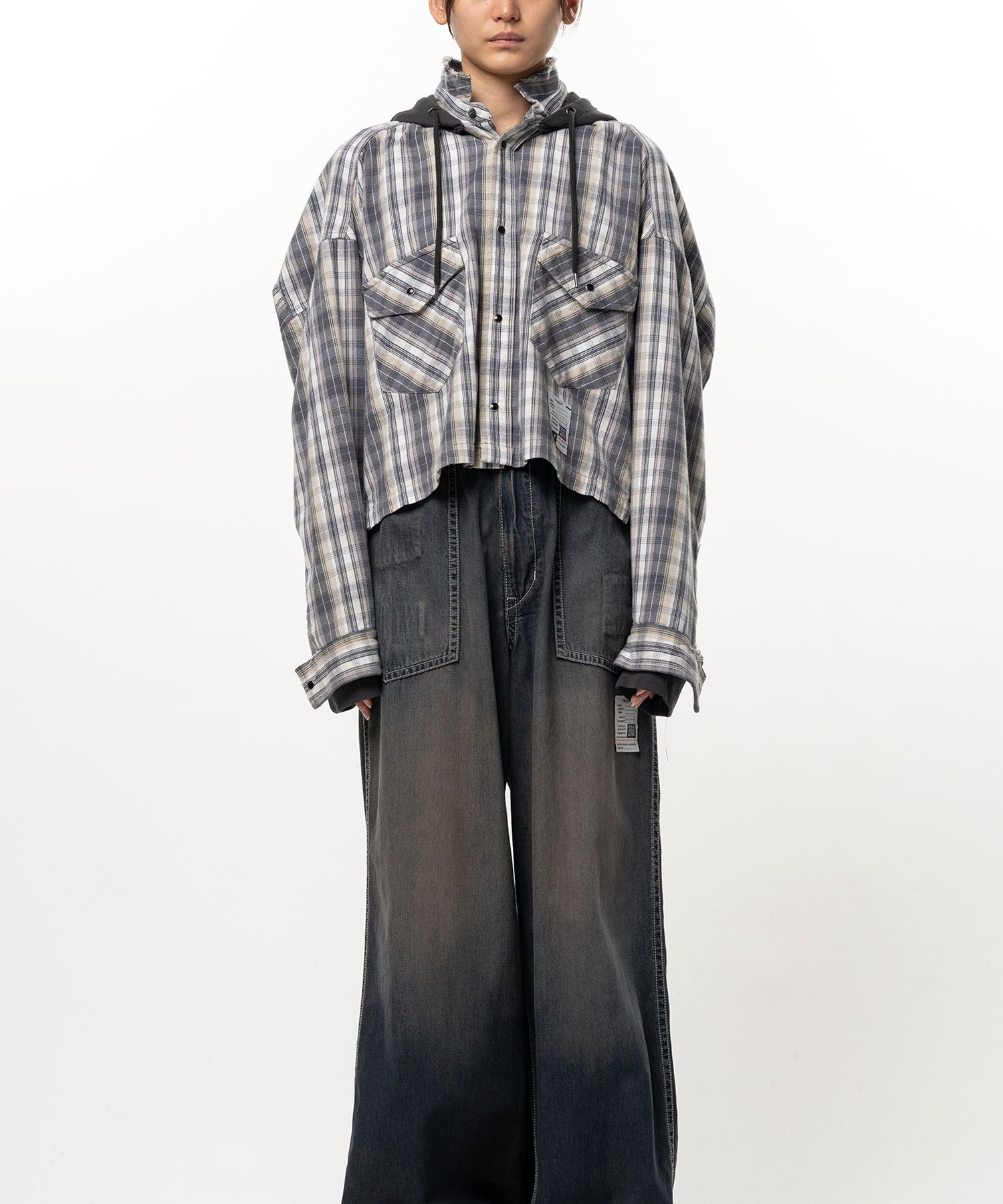 Hoodie Combine Checkered Shirt