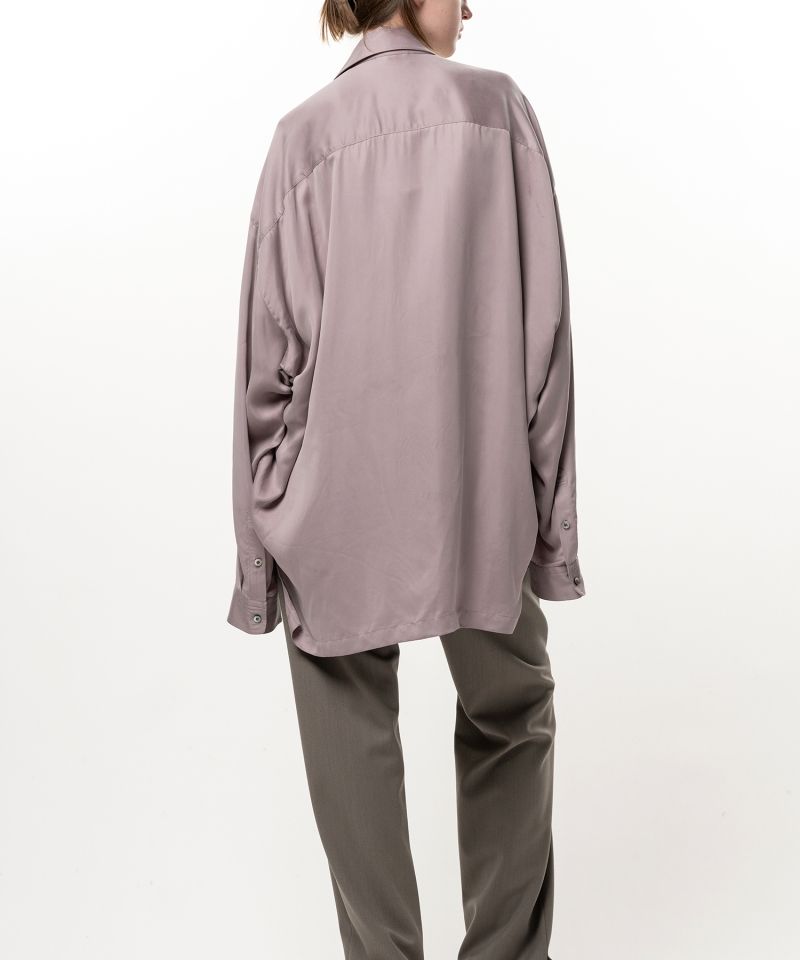 Attached Tie Long Sleeve Satin Shirt