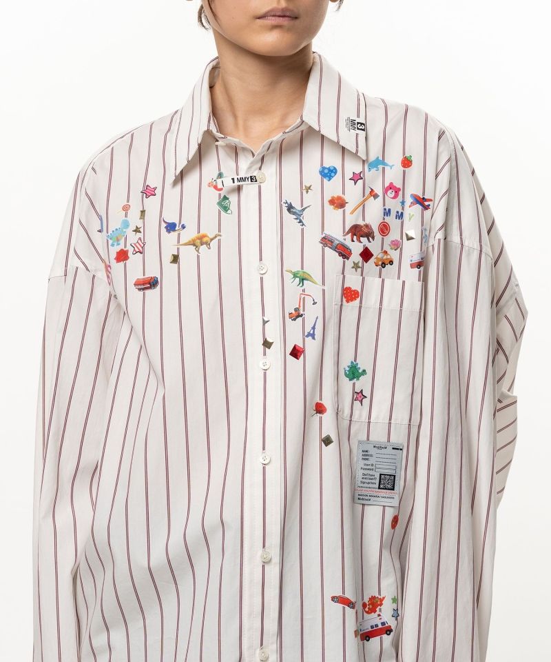 Kids Sticker Printed Stripe Shirt