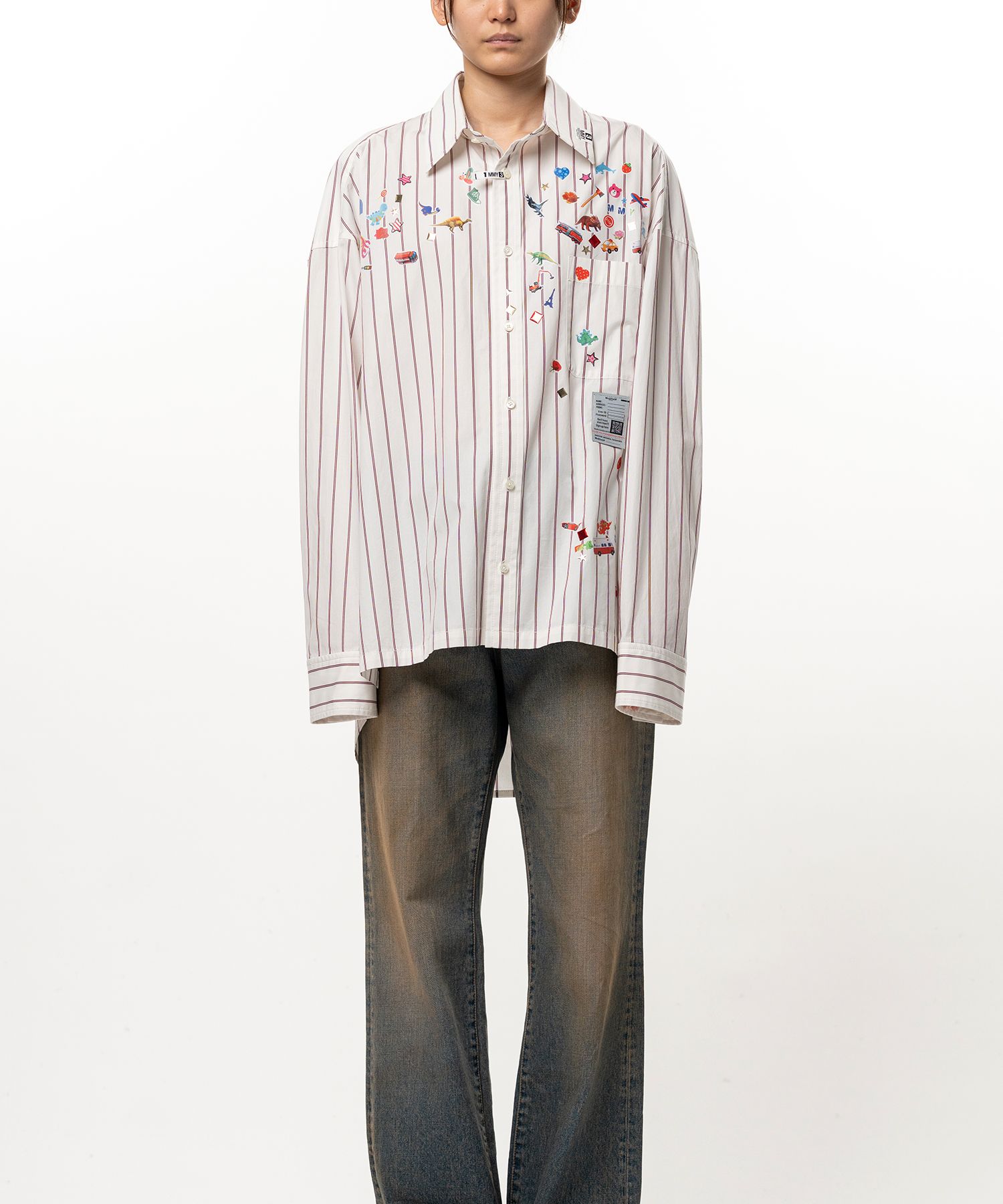 Kids Sticker Printed Stripe Shirt