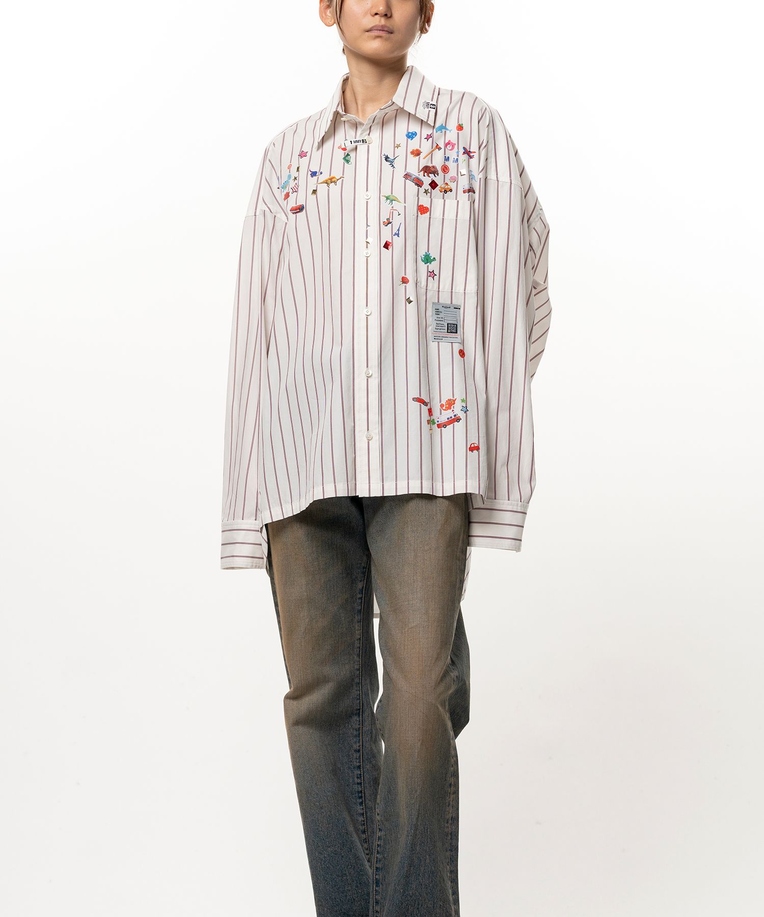 Kids Sticker Printed Stripe Shirt