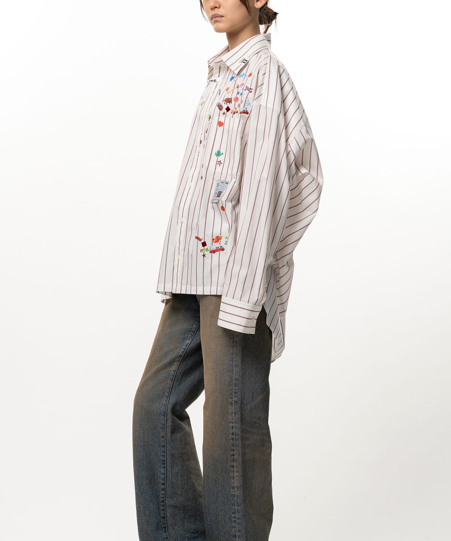 Kids Sticker Printed Stripe Shirt