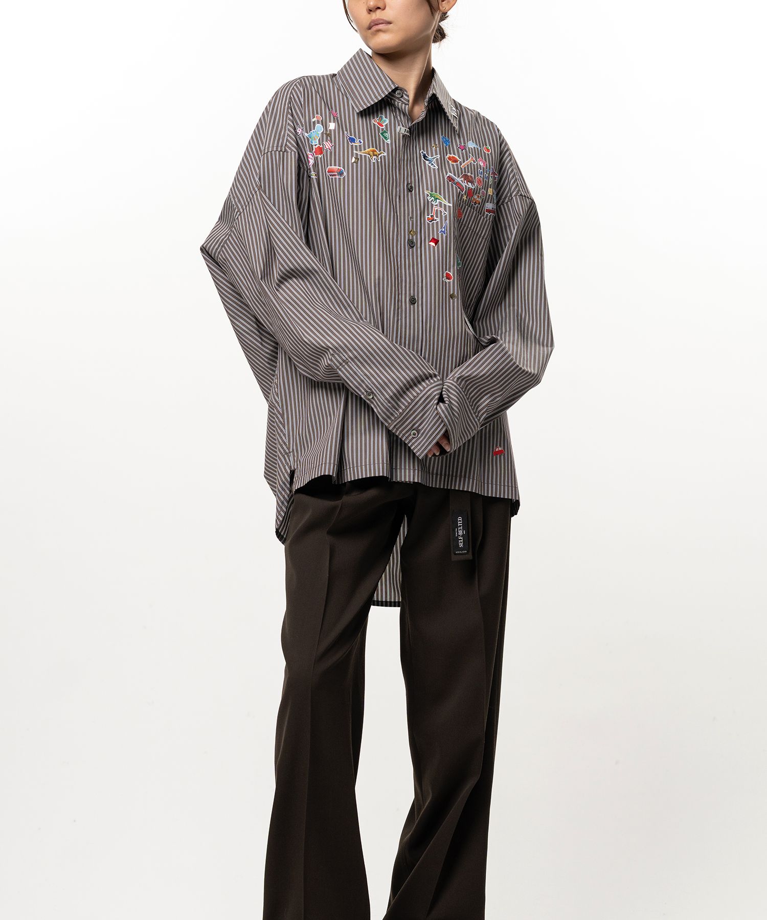 Kids Sticker Printed Stripe Shirt