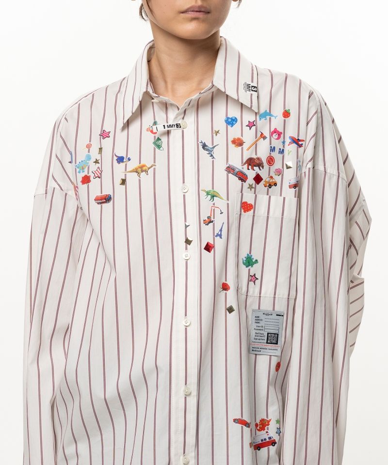 Kids Sticker Printed Stripe Shirt