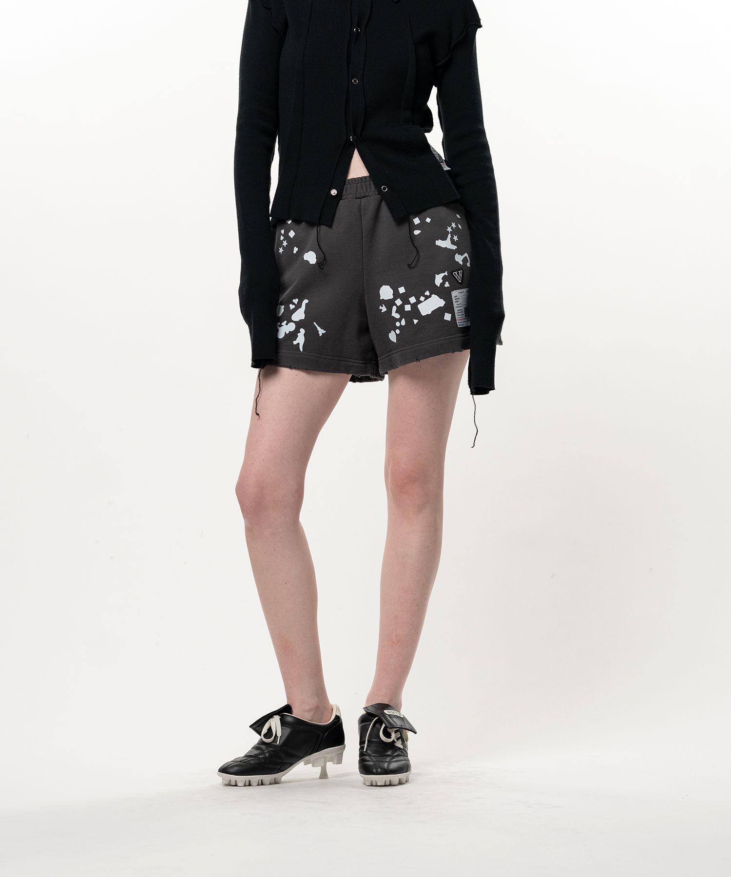 Kids Silhouette Sticker Printed Short Sweat Pants