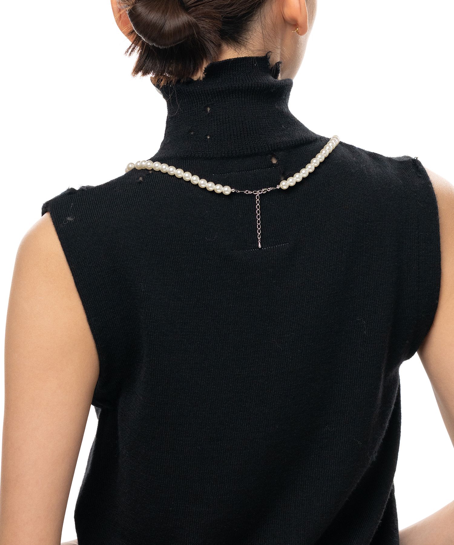 Pearl Distressed Sleeveless Knit Sweater
