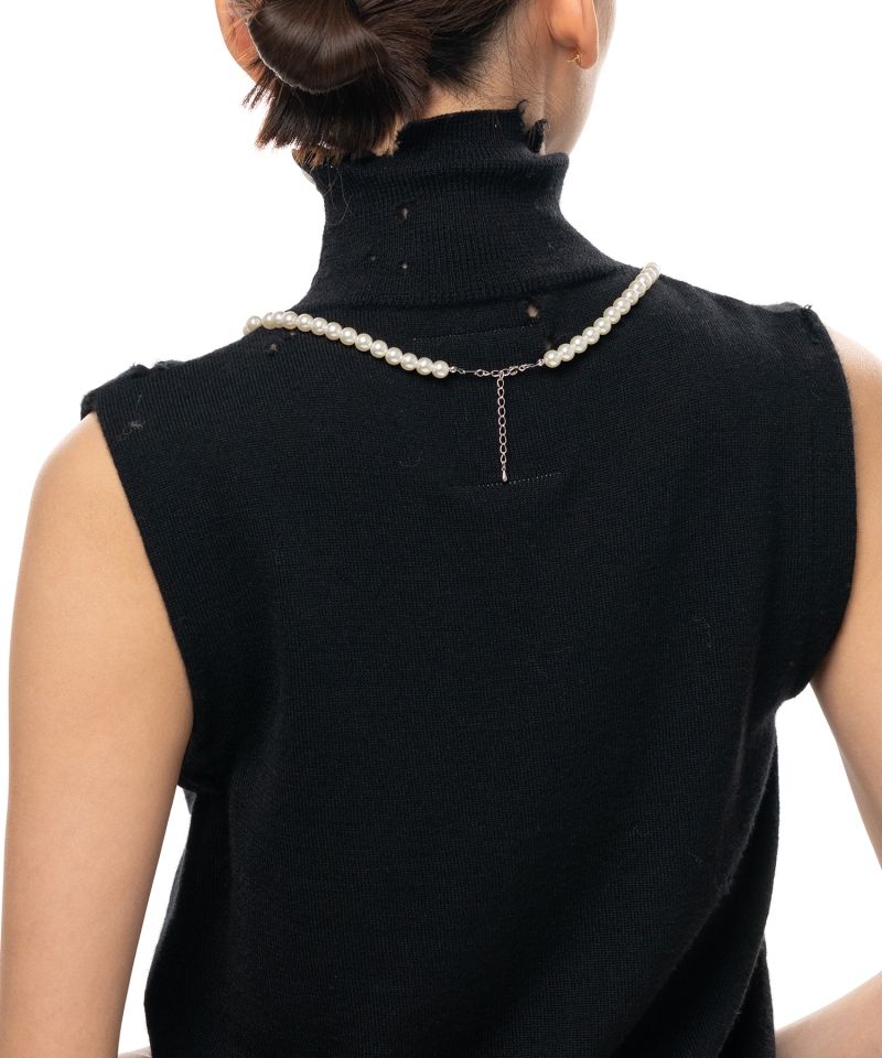 Pearl Distressed Sleeveless Knit Sweater