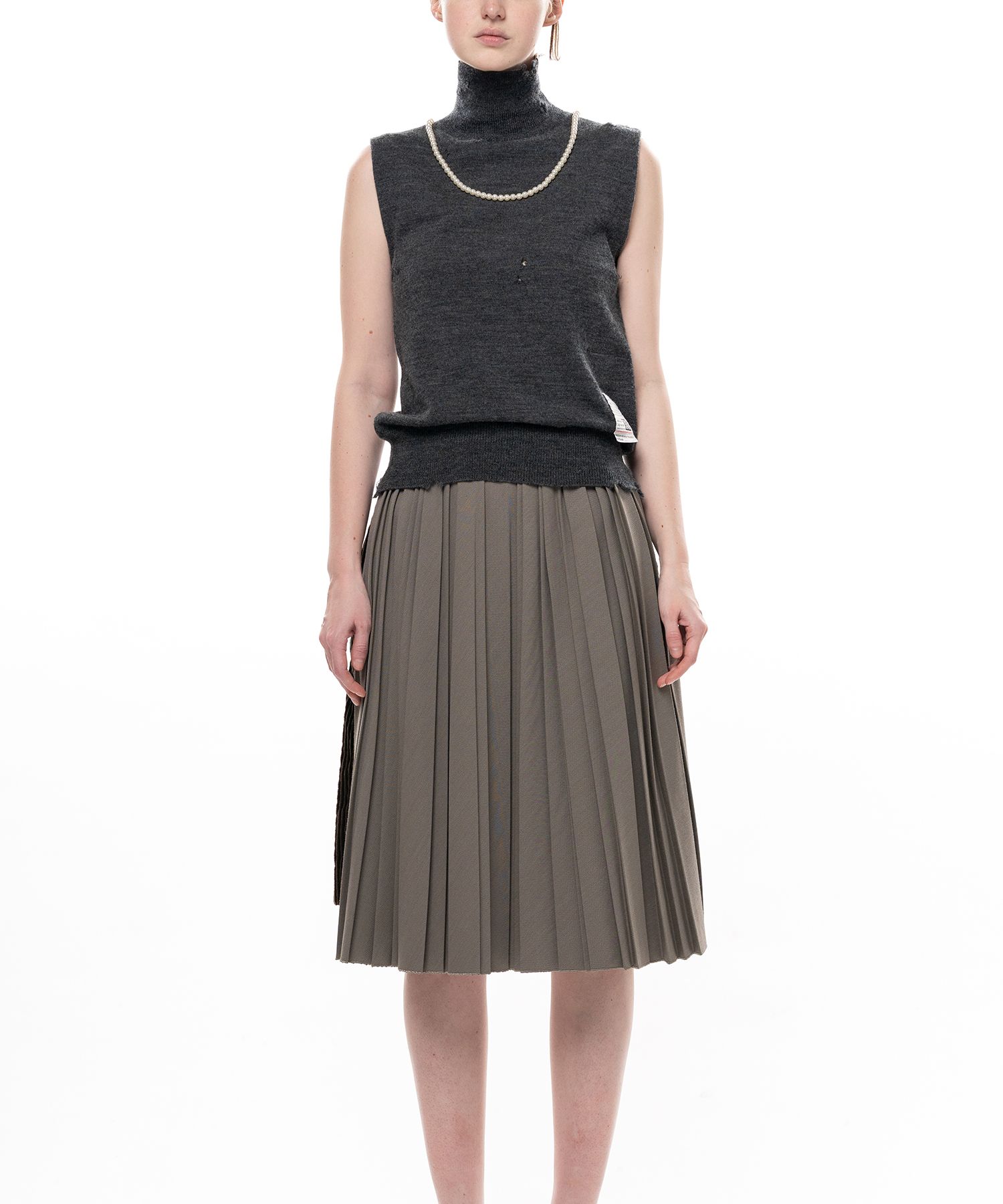 Pearl Distressed Sleeveless Knit Sweater