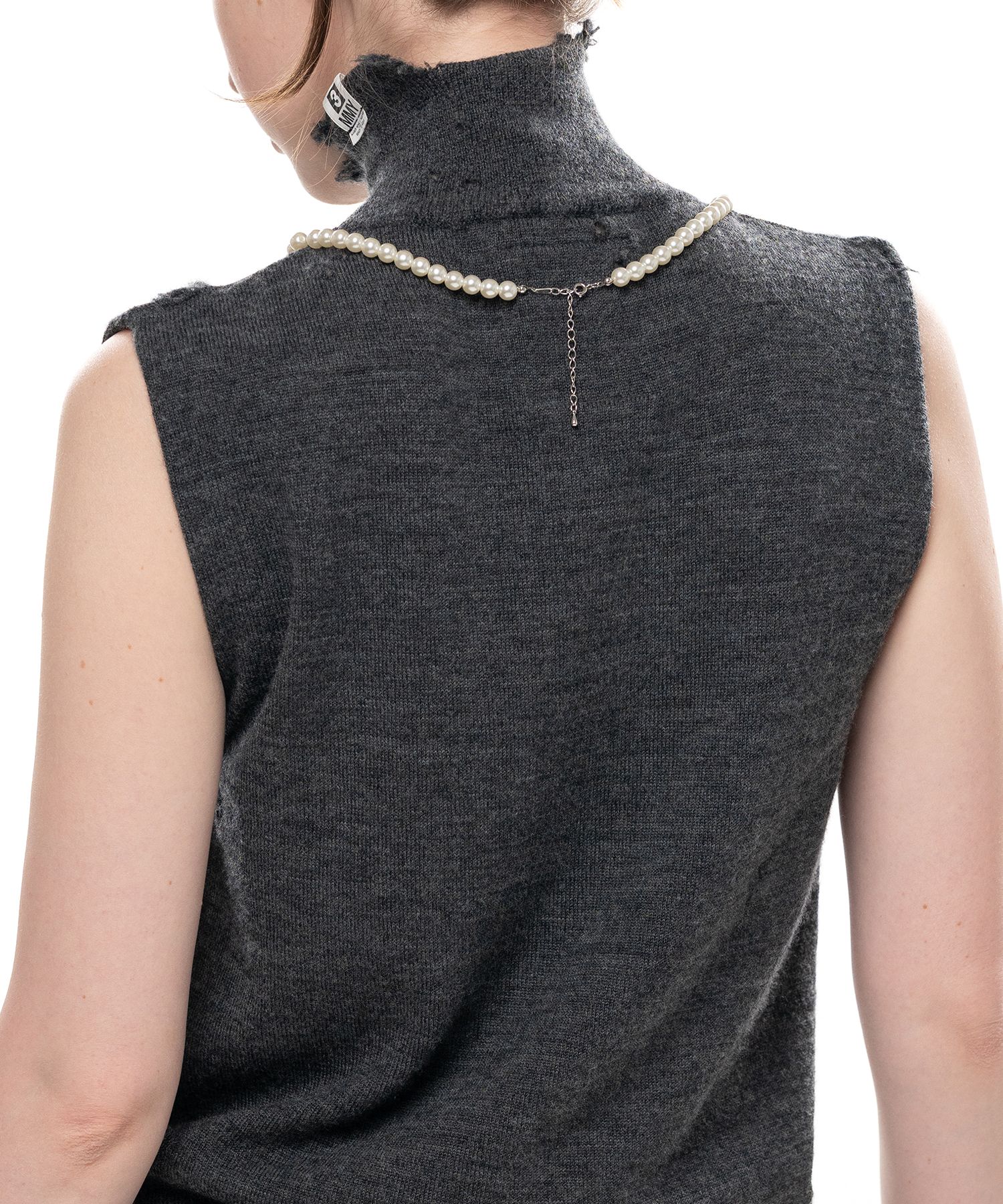Pearl Distressed Sleeveless Knit Sweater