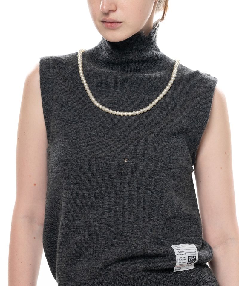 Pearl Distressed Sleeveless Knit Sweater