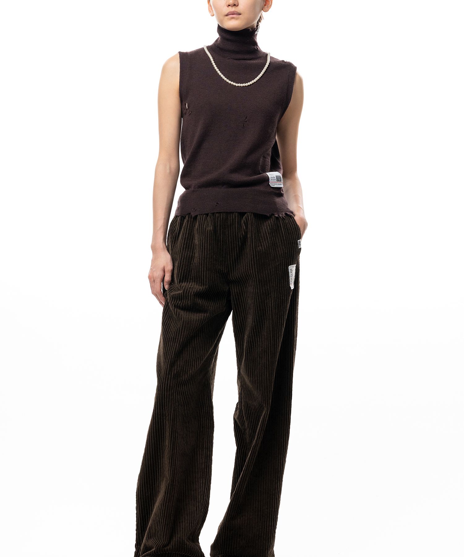 Pearl Distressed Sleeveless Knit Sweater