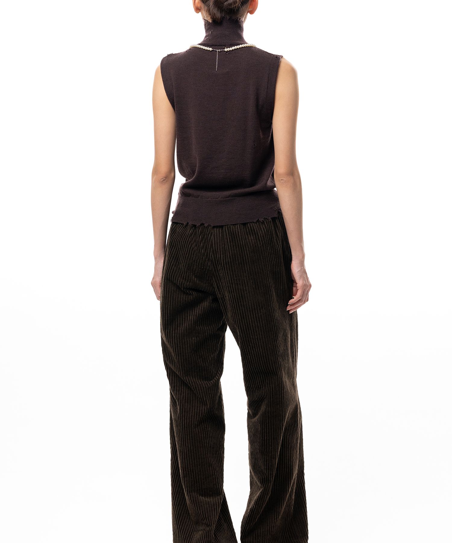 Pearl Distressed Sleeveless Knit Sweater
