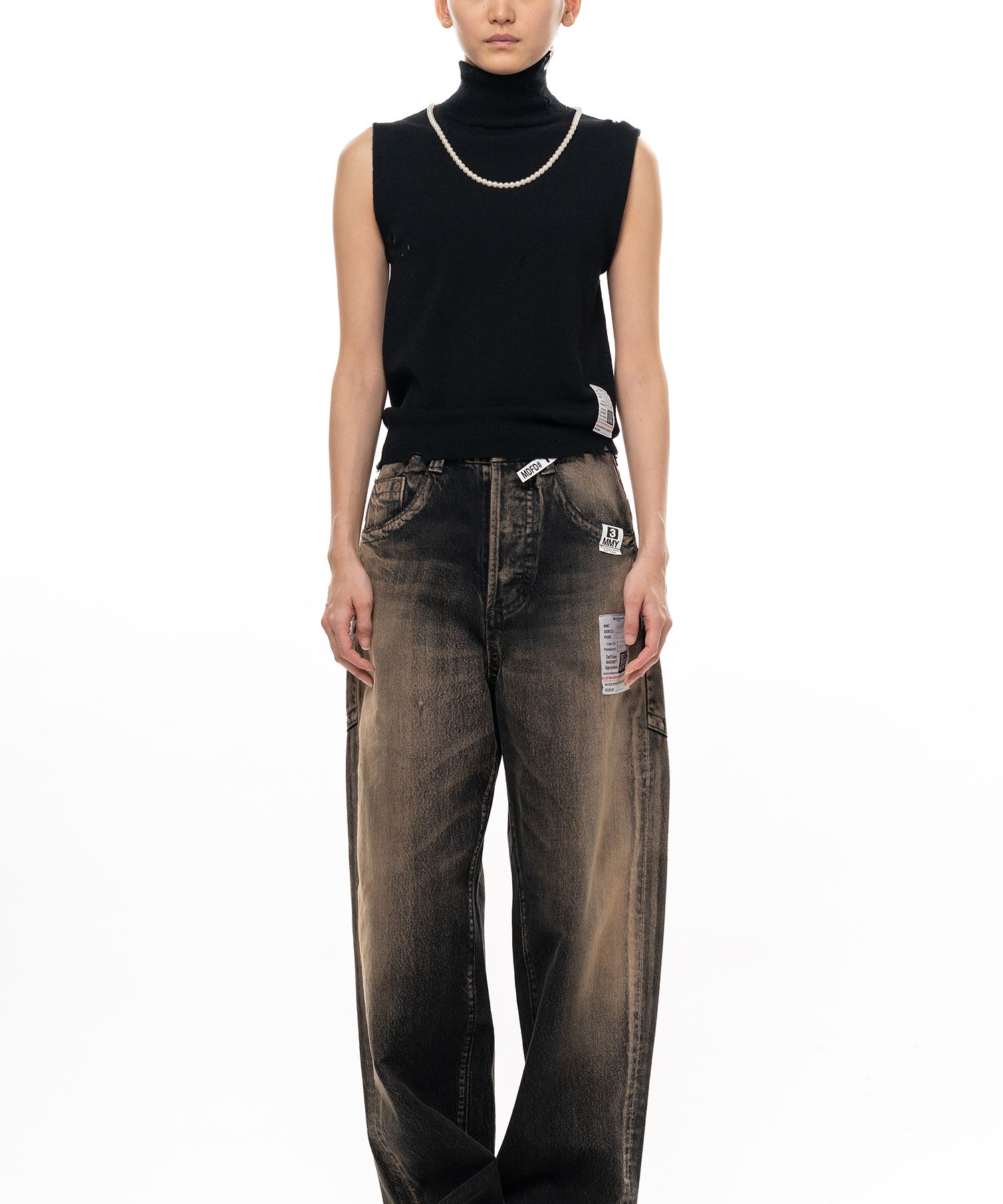 Pearl Distressed Sleeveless Knit Sweater