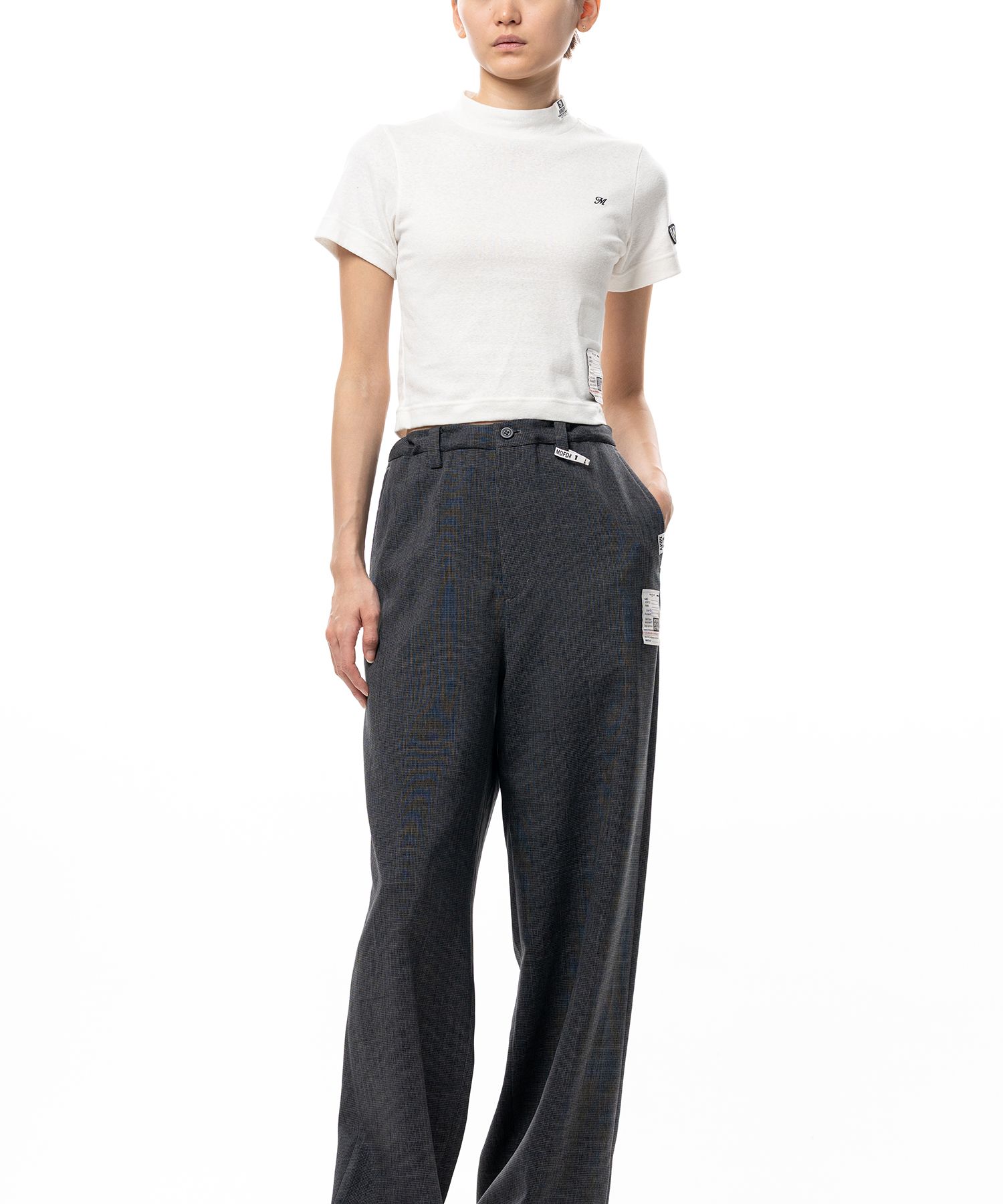 Mock Neck Cropped Short Sleeve T-shirt