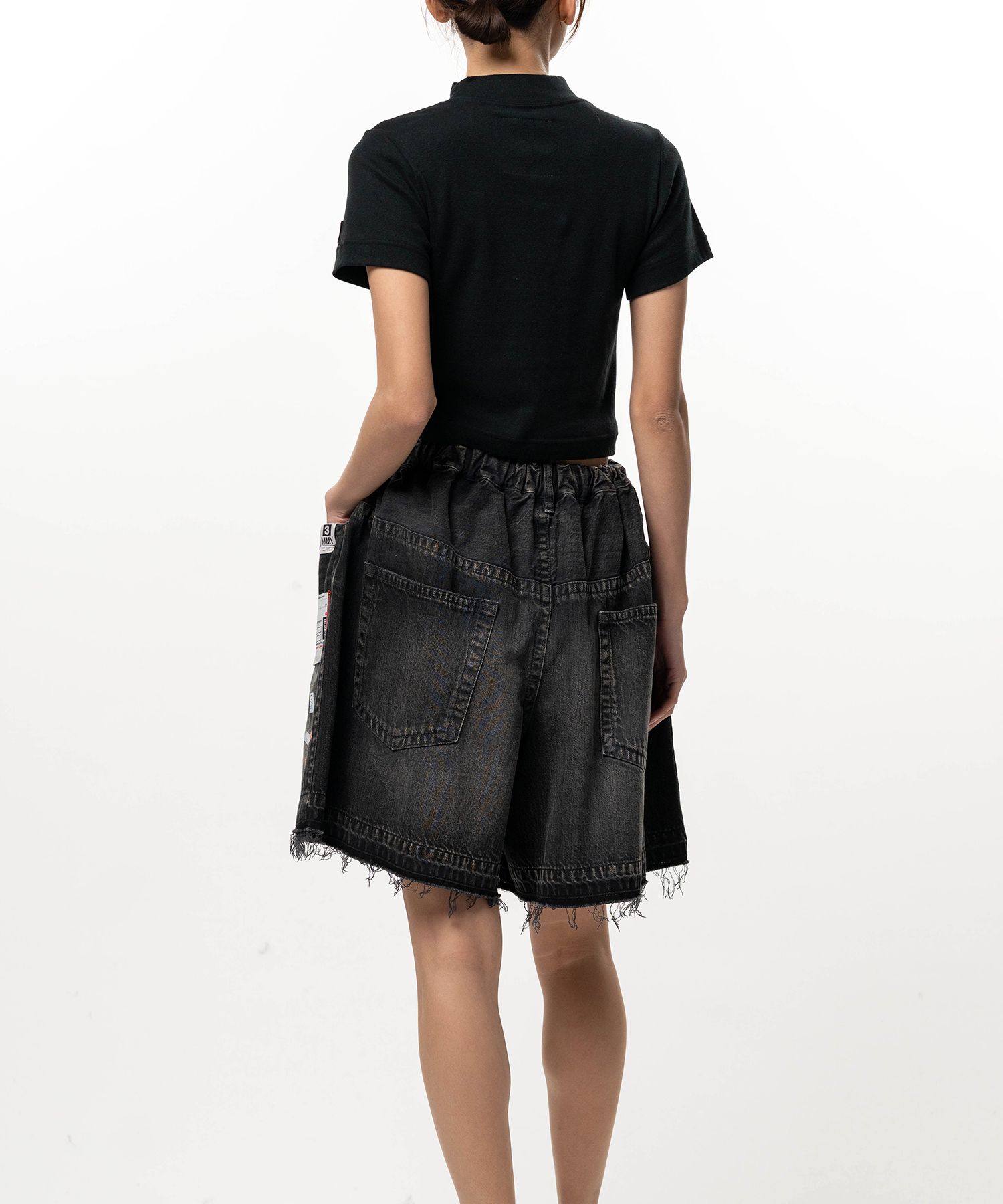 Mock Neck Cropped Short Sleeve T-shirt