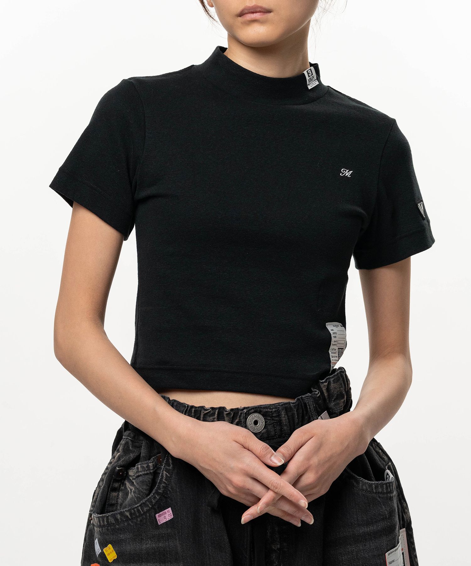 Mock Neck Cropped Short Sleeve T-shirt