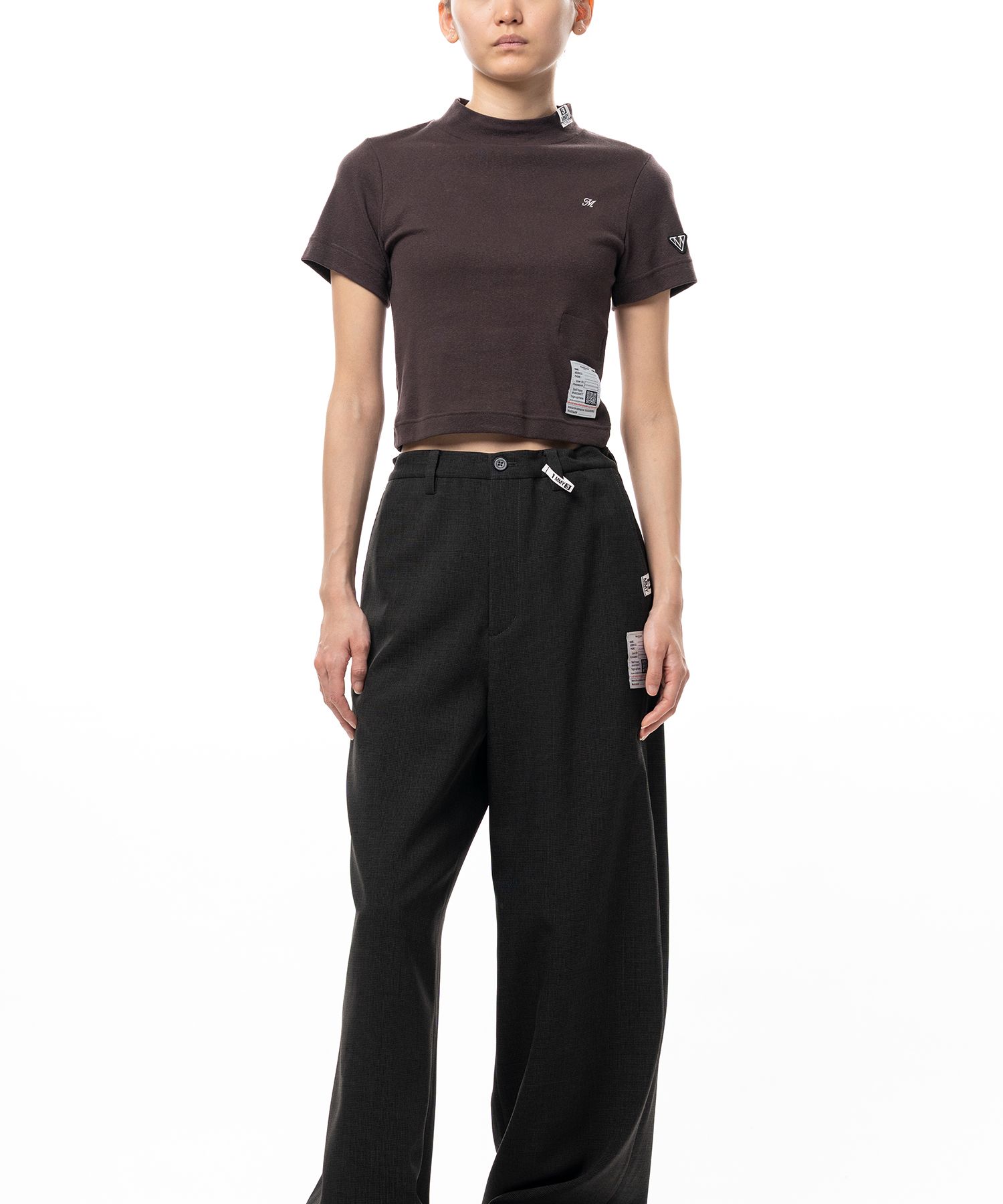 Mock Neck Cropped Short Sleeve T-shirt