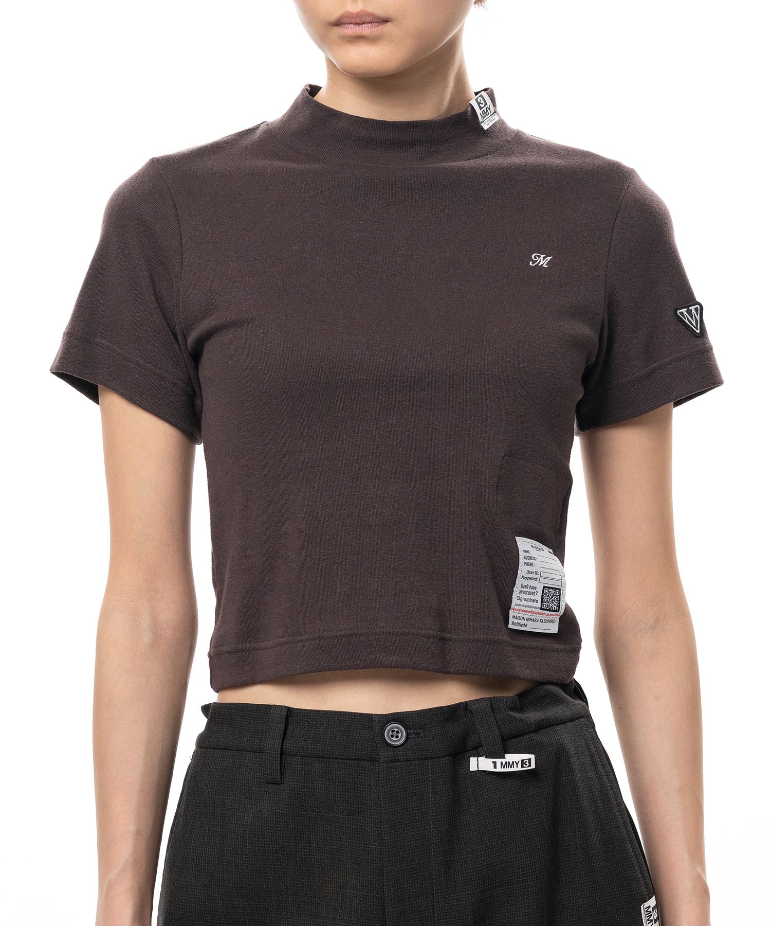 Mock Neck Cropped Short Sleeve T-shirt