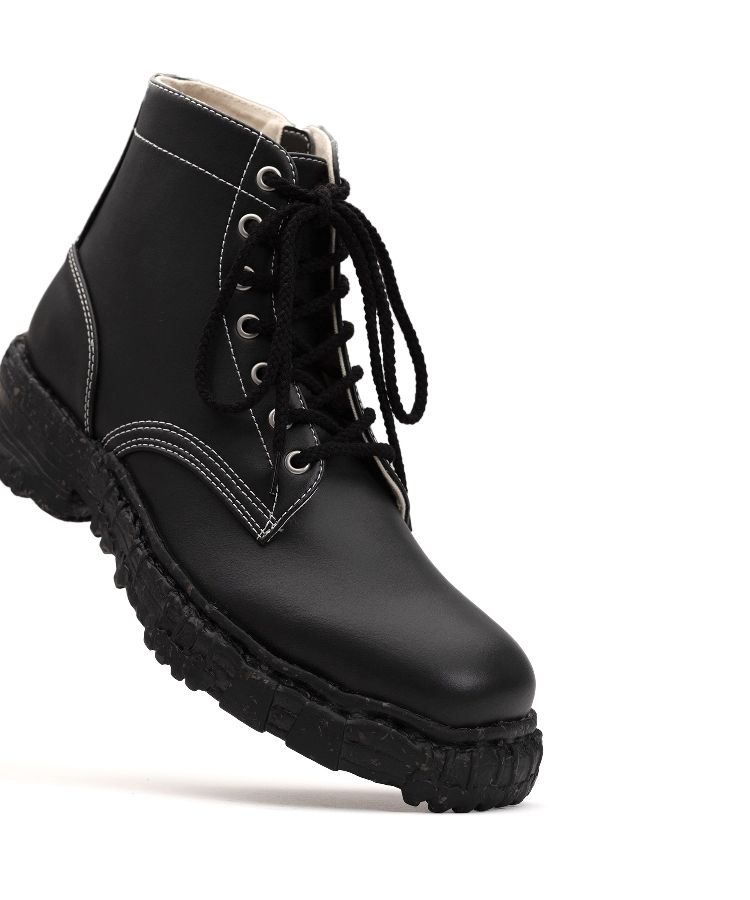 Vintage-like Sole Synthetic Leather Boots
