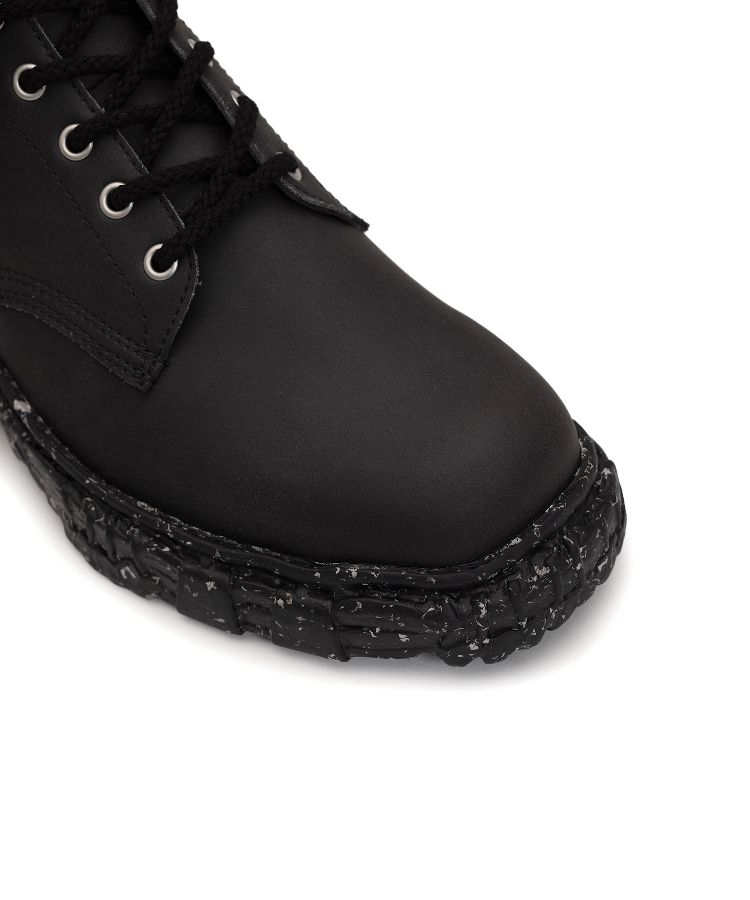 Vintage-like Sole Synthetic Leather Lace-up Boots