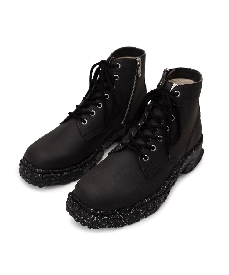 Vintage-like Sole Synthetic Leather Lace-up Boots