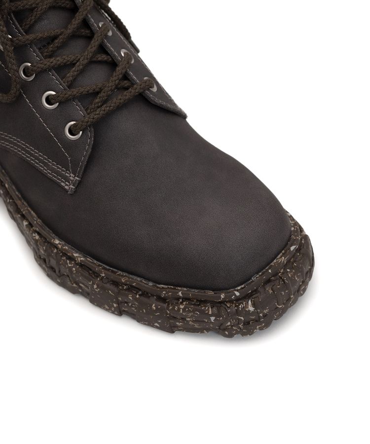 Vintage-like Sole Synthetic Leather Lace-up Boots