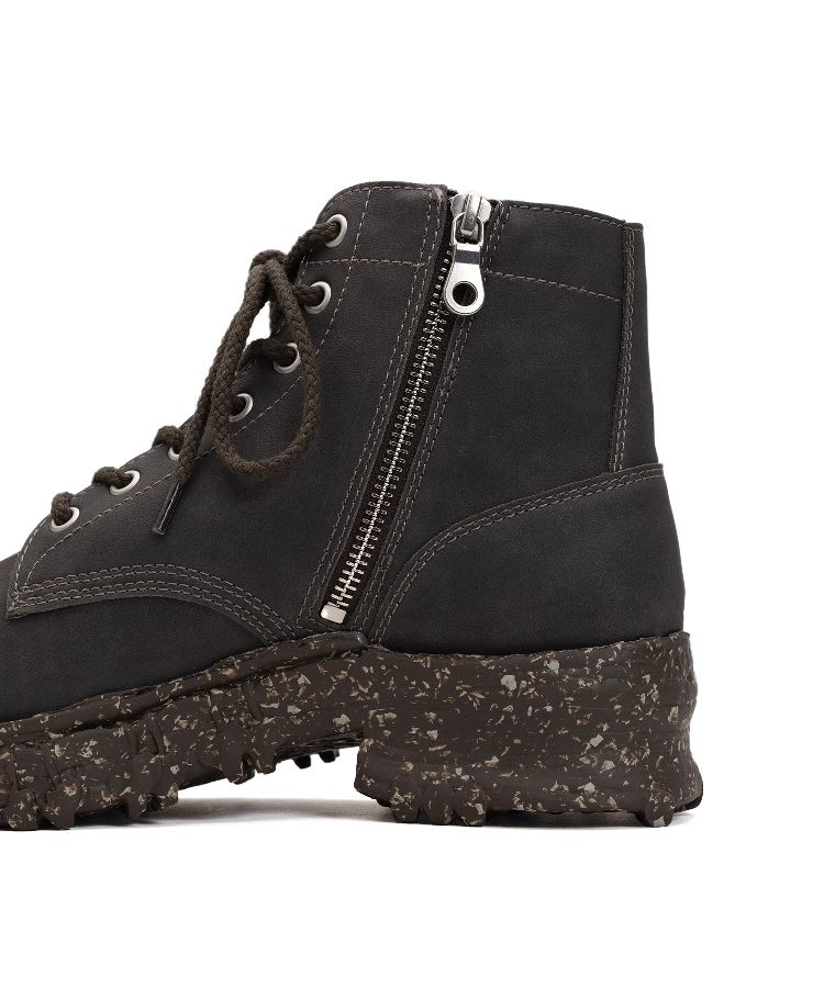 Vintage-like Sole Synthetic Leather Lace-up Boots