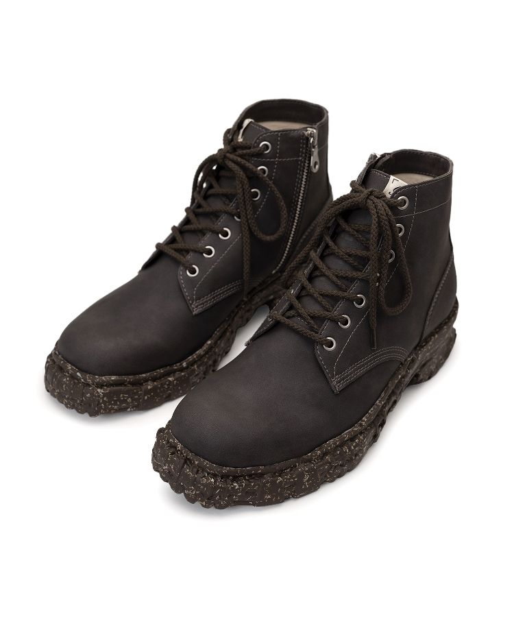 Vintage-like Sole Synthetic Leather Lace-up Boots