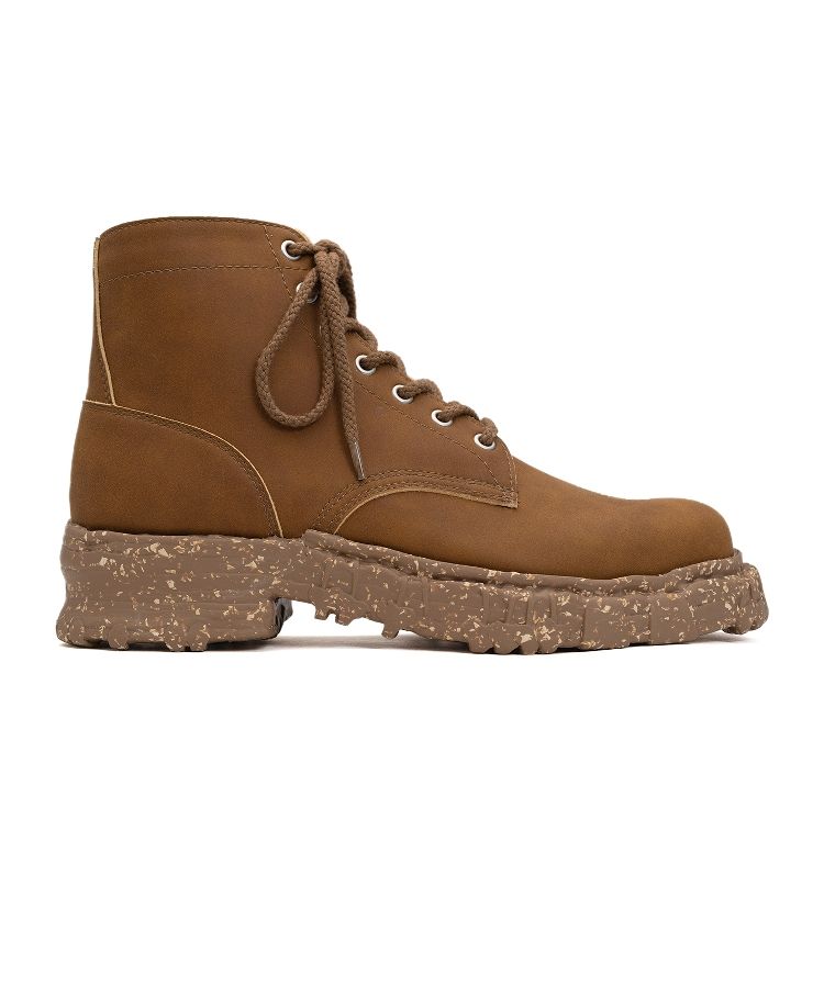 Vintage-like Sole Synthetic Leather Lace-up Boots