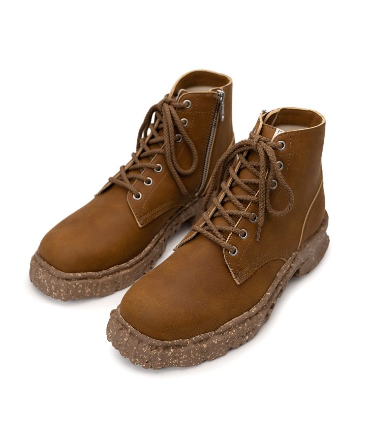 Vintage-like Sole Synthetic Leather Lace-up Boots