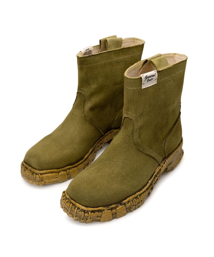 Vintage-like Sole Over-dyed Canvas Boots