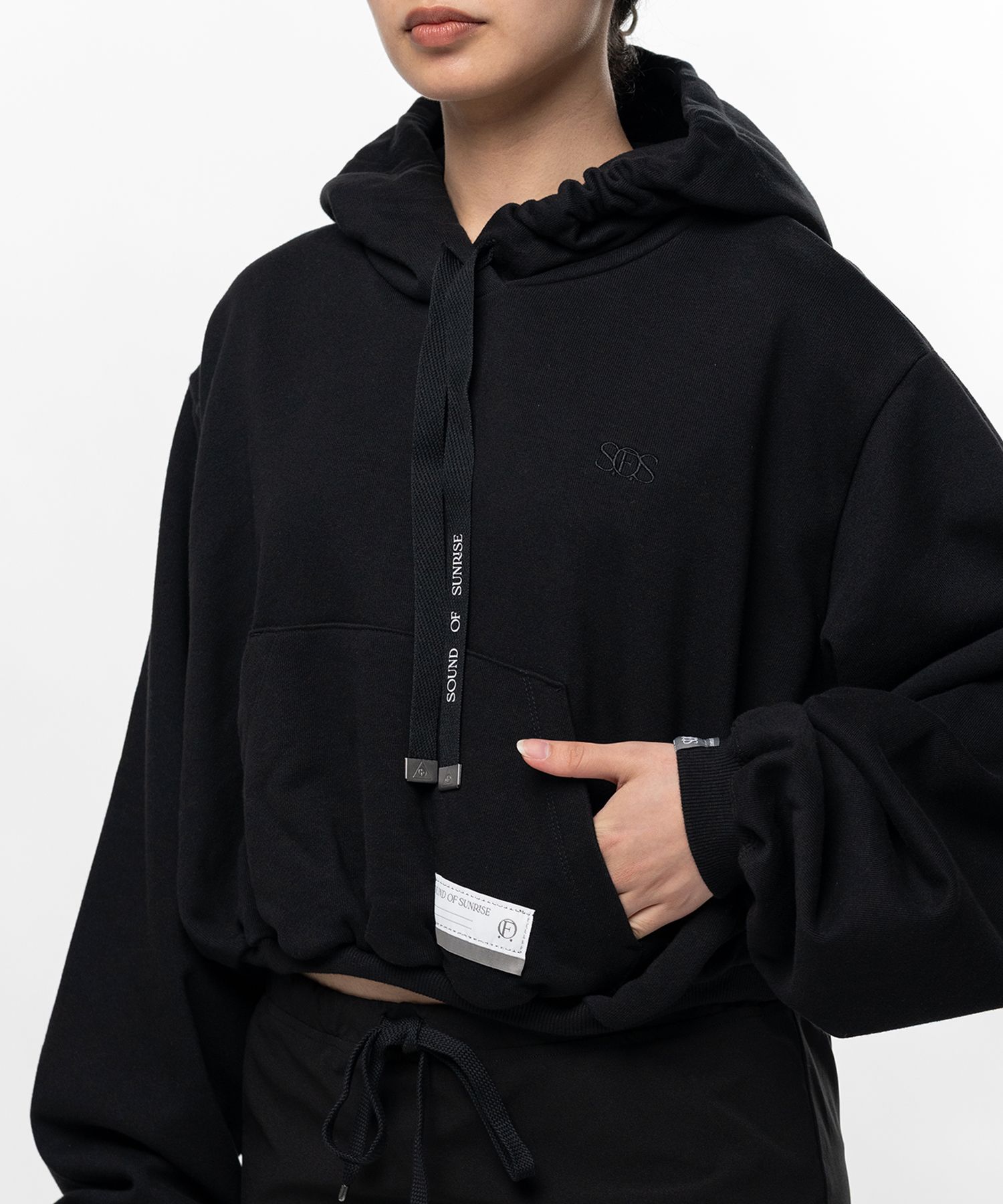 S.O.S Cotton Cropped Fleece Hoodie