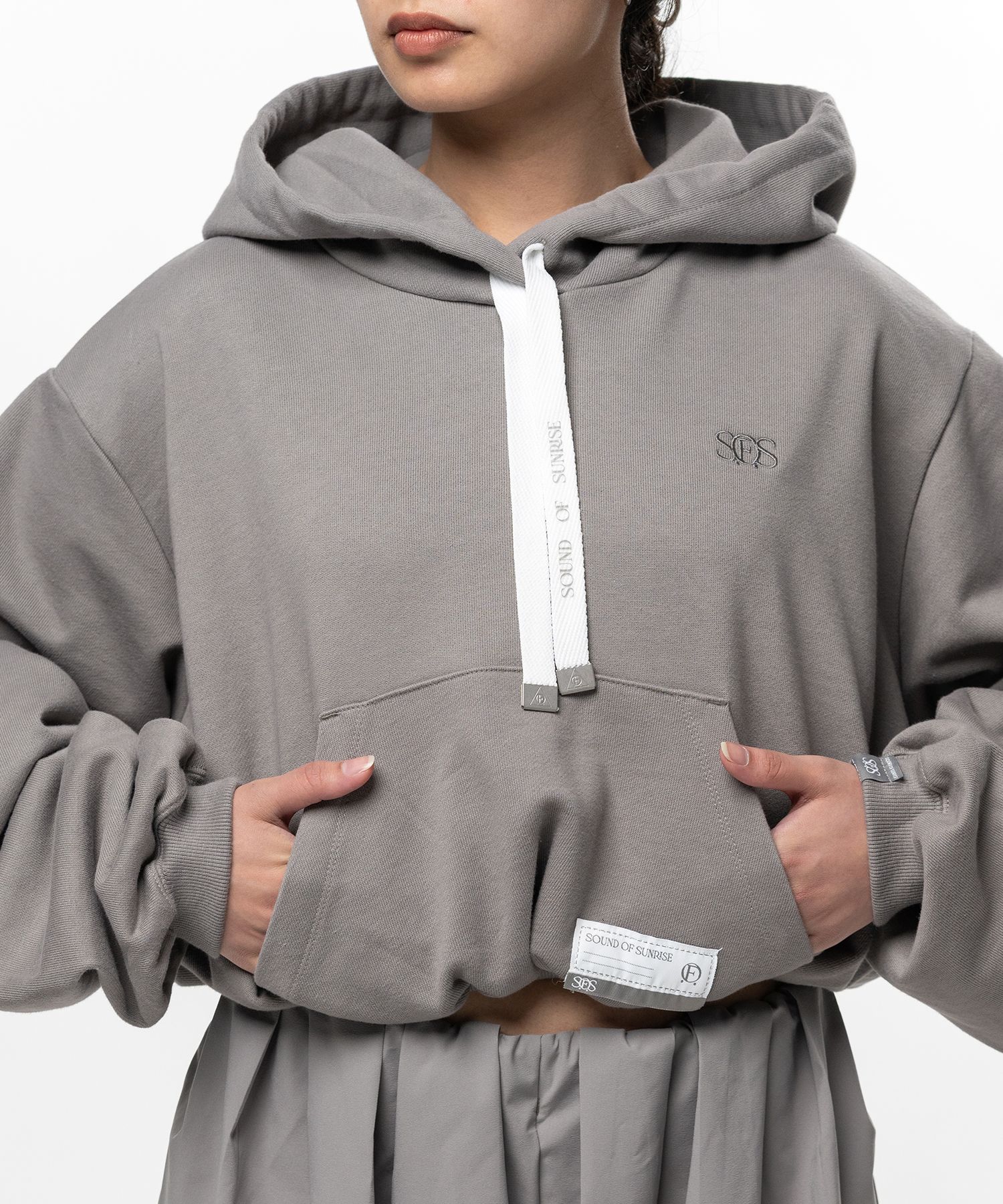S.O.S Cotton Cropped Fleece Hoodie