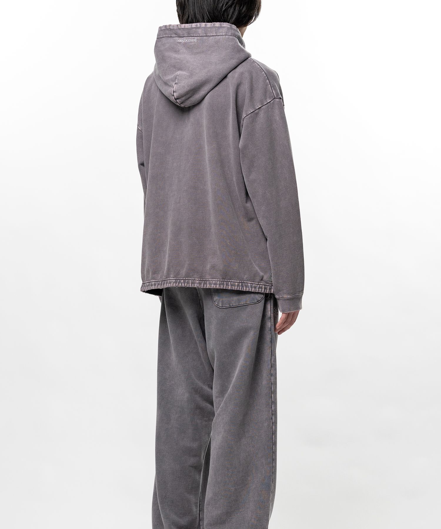 S.O.S Cotton Fleece Used Wash Zip-up Hoodie