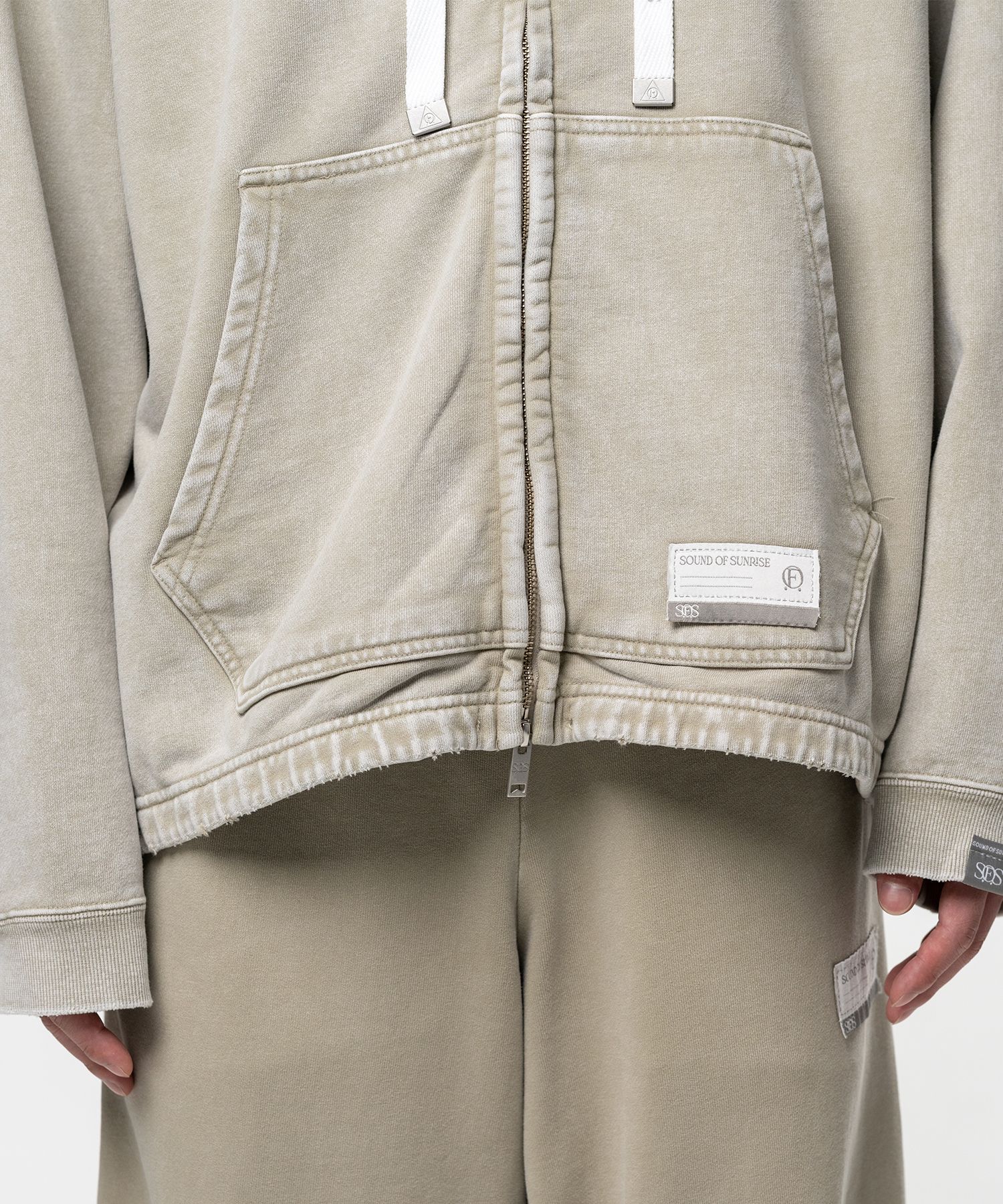 S.O.S Cotton Fleece Used Wash Zip-up Hoodie
