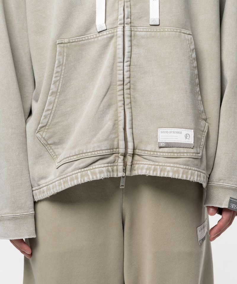 S.O.S Cotton Fleece Used Wash Zip-up Hoodie