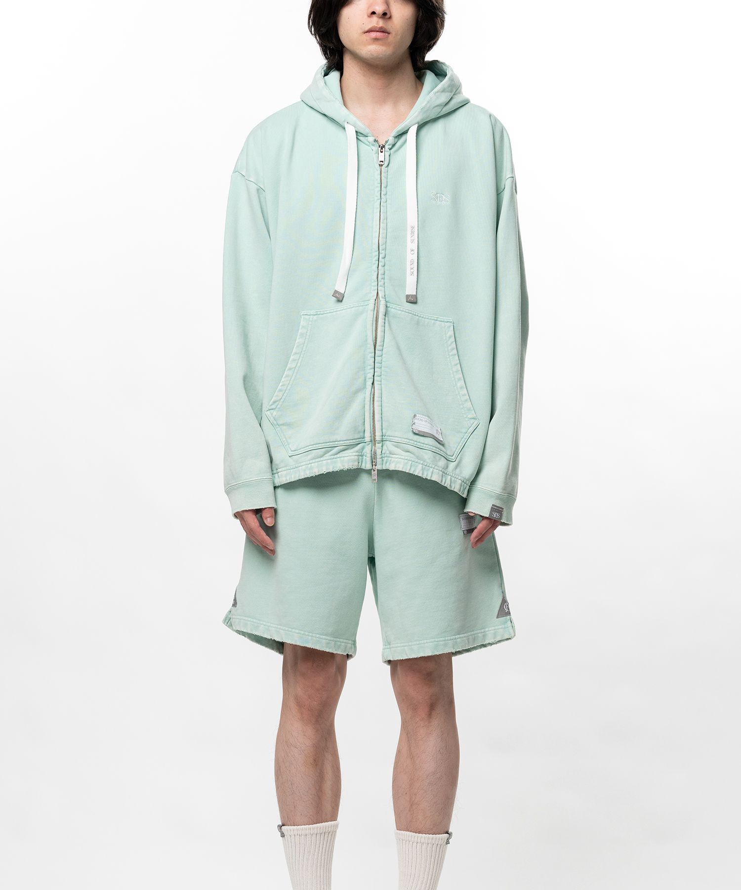 S.O.S Cotton Fleece Used Wash Zip-up Hoodie