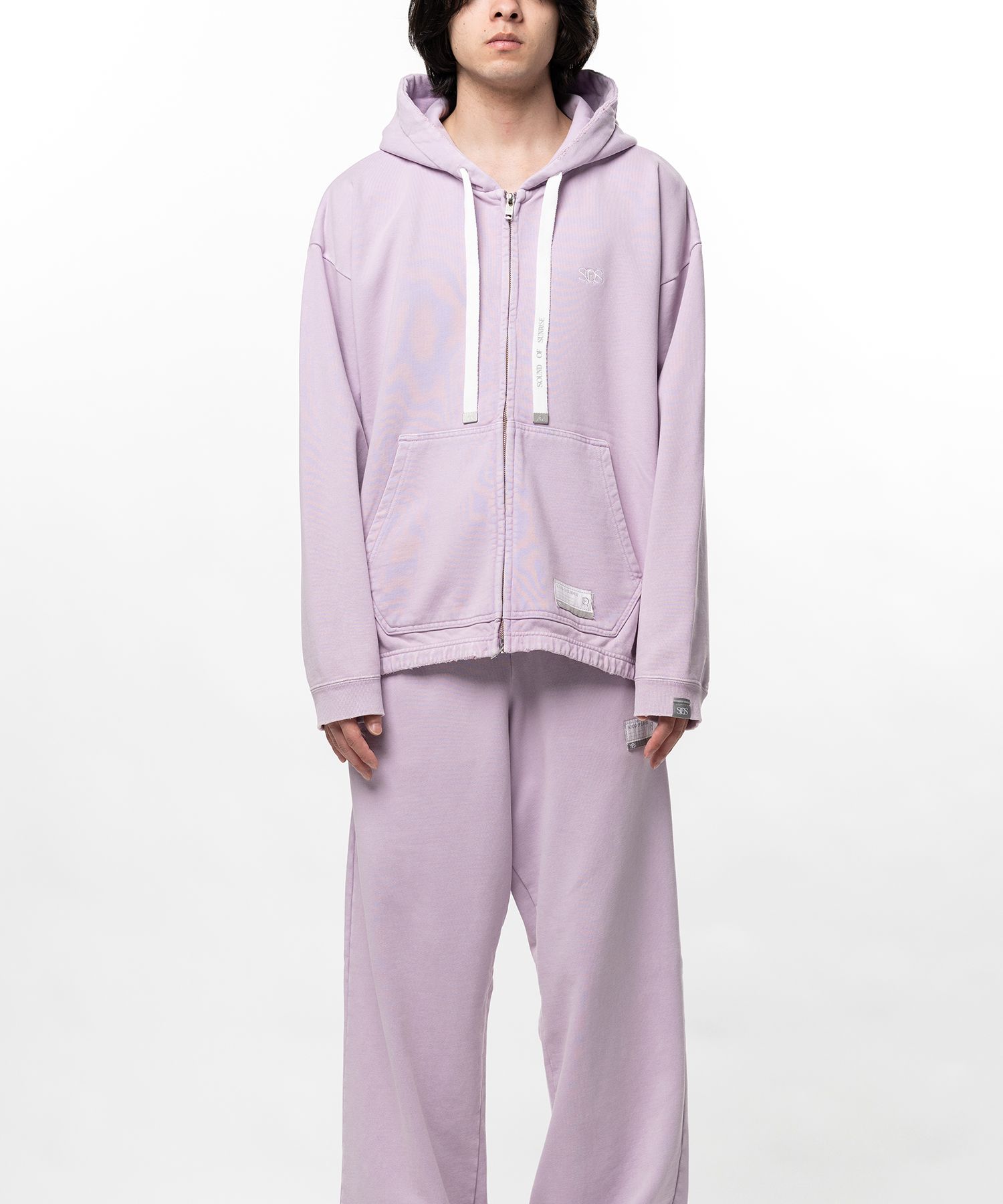 S.O.S Cotton Fleece Used Wash Zip-up Hoodie