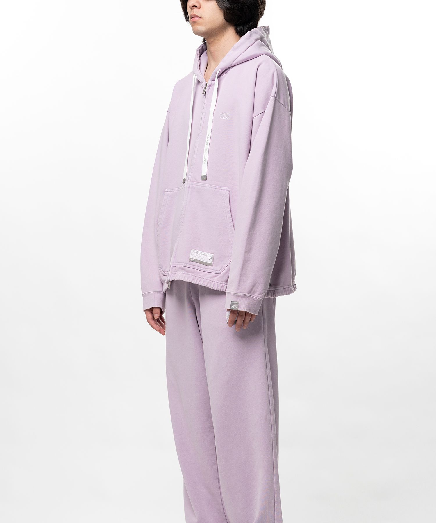S.O.S Cotton Fleece Used Wash Zip-up Hoodie