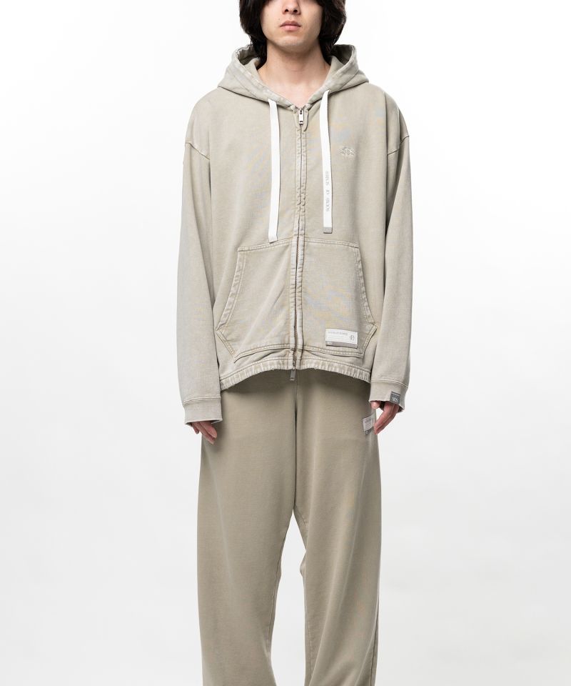 S.O.S Cotton Fleece Used Wash Zip-up Hoodie