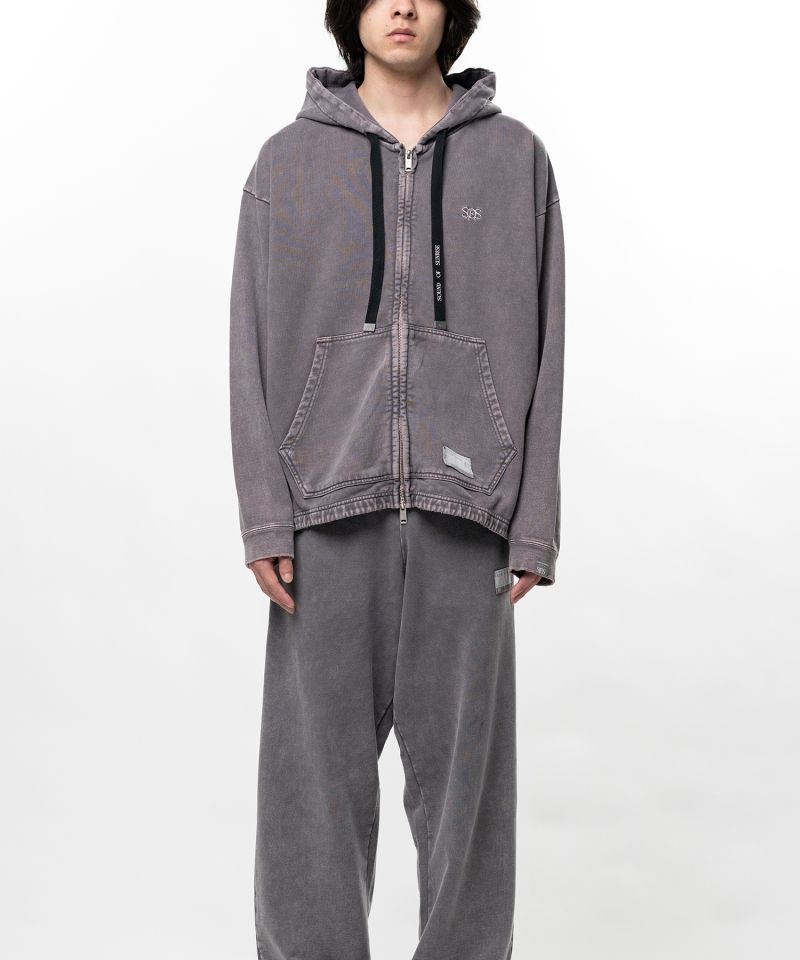 S.O.S Cotton Fleece Used Wash Zip-up Hoodie
