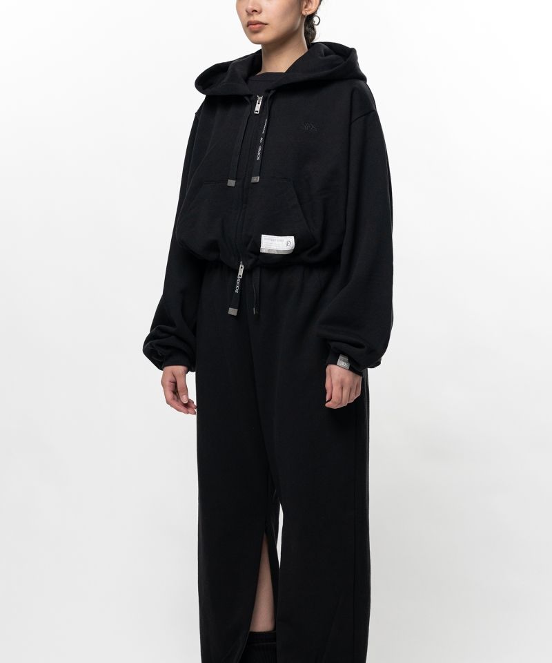 S.O.S Cotton Fleece Cropped Zip-up Hoodie
