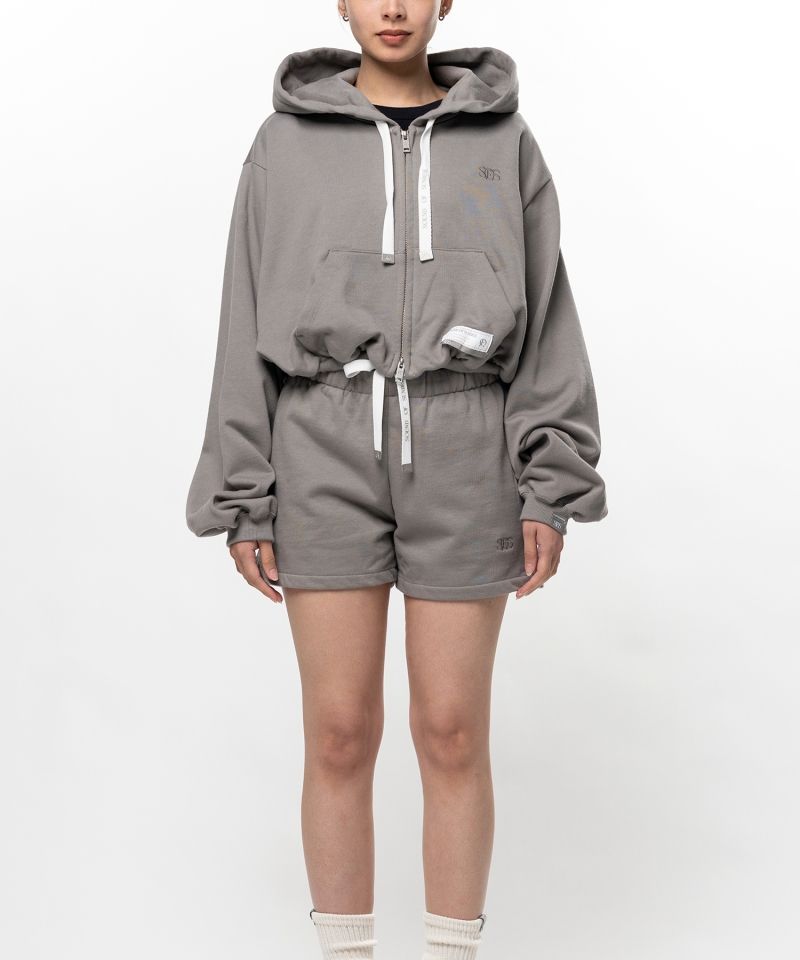 S.O.S Cotton Fleece Cropped Zip-up Hoodie